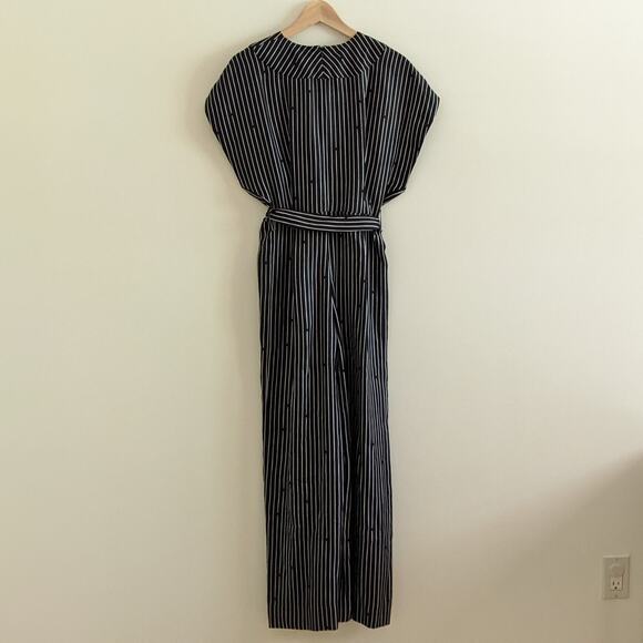 NWT Diane Von Furstenberg Sz 2 Short Sleeve V-Neck Silk Jumpsuit Larson Black - Picture 6 of 10